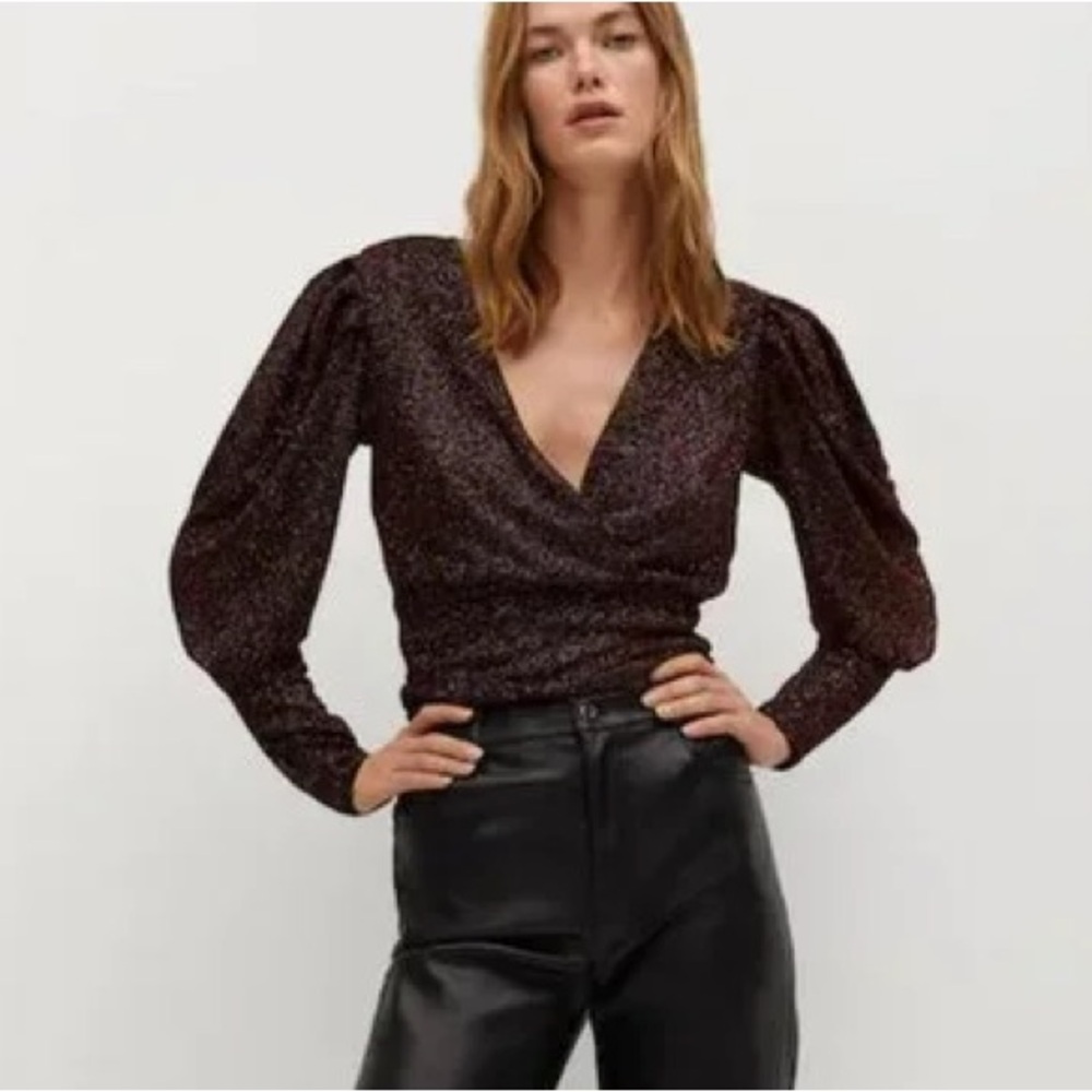 SUZY SHEIR Women's Black Glitter Top